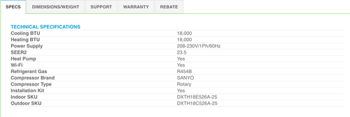 DXTH12E526A 25 Series - 12,000 BTU - Price includes installation