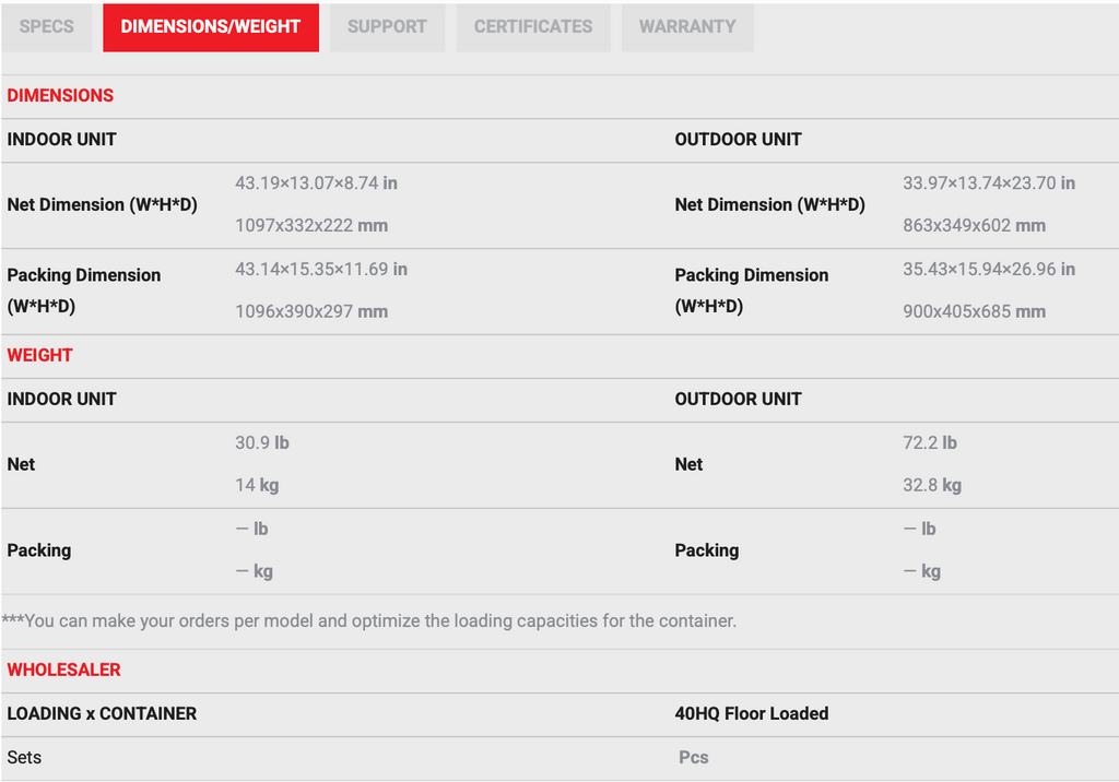 MKTH-17 Series - 24,000 BTU - Price includes installation